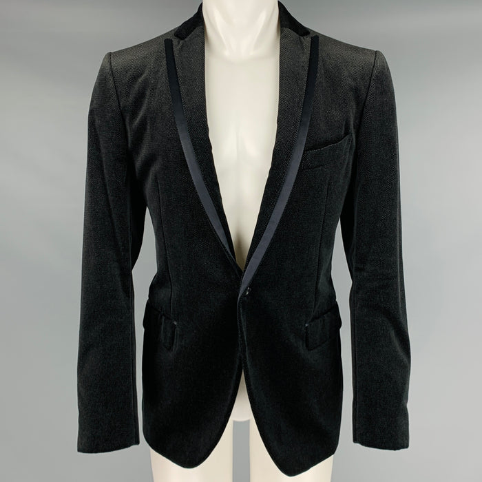 SALVATORE FERRAGAMO Size 40 Black Nailhead Cotton Velvet Sport Coat