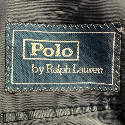 Costume 3 pièces POLO by RALPH LAUREN taille 42 Regular, laine vierge, rayé bleu marine et gris