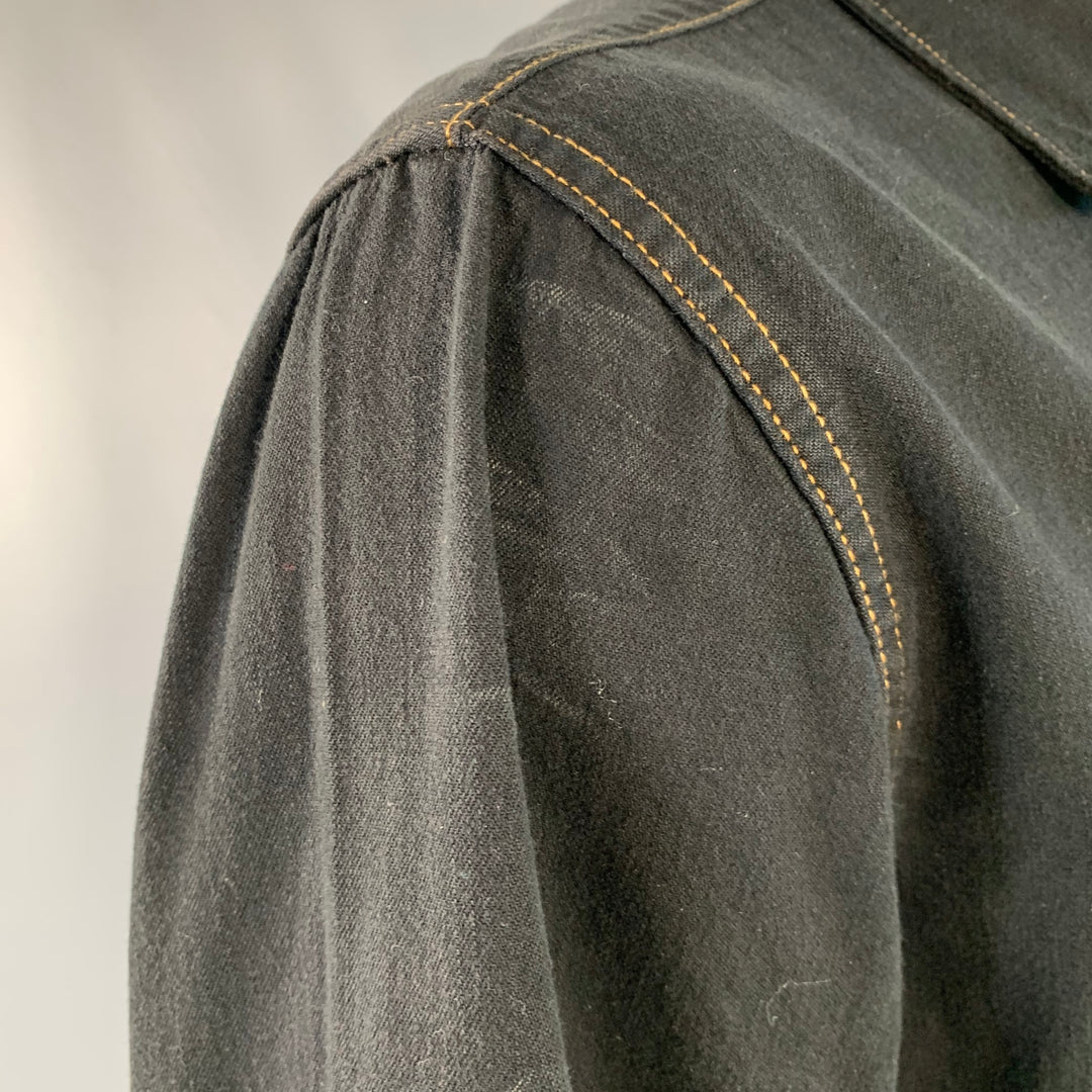 BILLY REID Size XL Shoals Black Contrast Stitch Cotton Snaps Long Sleeve Shirt