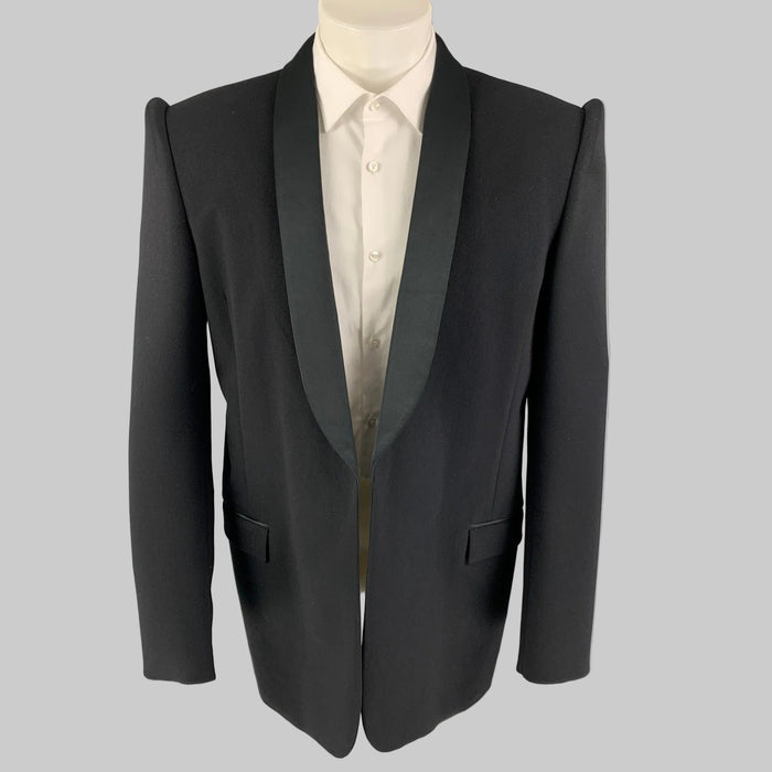 BALENCIAGA Fall-Winter 2019 Size 38 Black Polyamide Suspended Shoulders Sport Coat