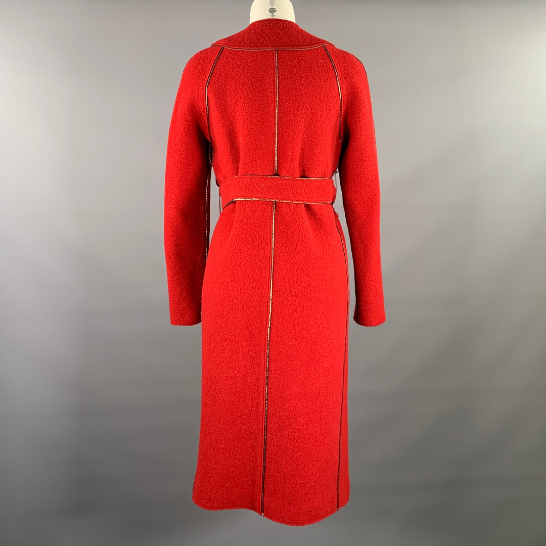 PORTS 1961 Size 0 Burgundy Gold Wool Textured Collarless Coat