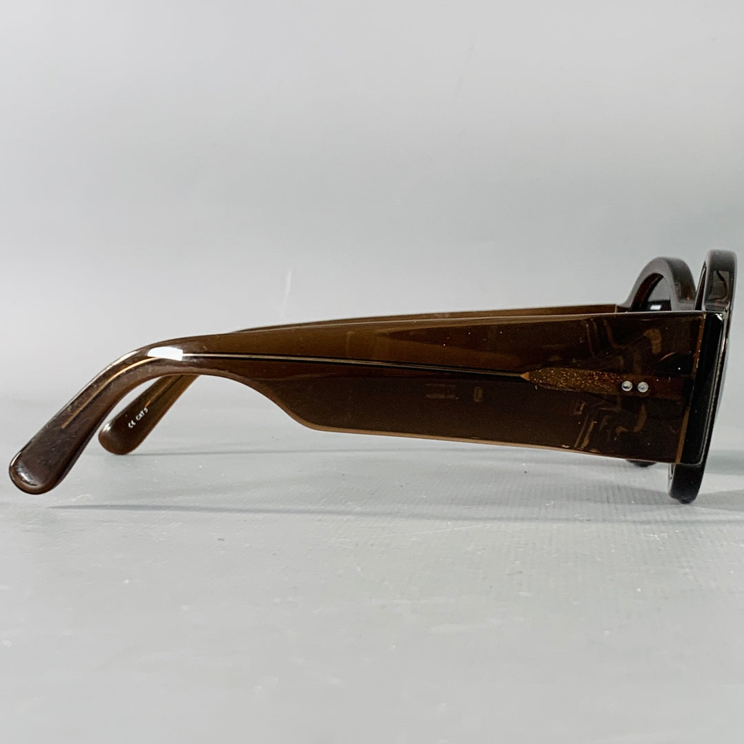 DRIES VAN NOTEN x LINDA FARROW SS26 Brown Acetate Round Sunglasses