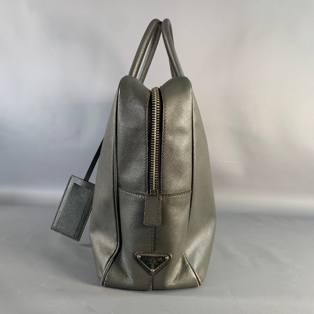 PRADA Grey Saffiano Leather Briefcase
