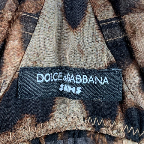 SKIMS DOLCE GABBANA Size S Brown Beige Silk Animal Print Babydoll Lingerie Set