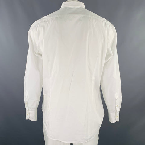 RODA Size L White Cotton Button Up Long Sleeve Shirt