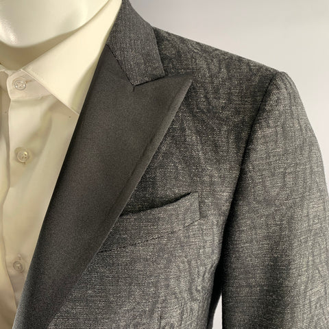 JOHN VARVATOS Size 40 Grey Black Wool Polyamide Tuxedo Sport Coat