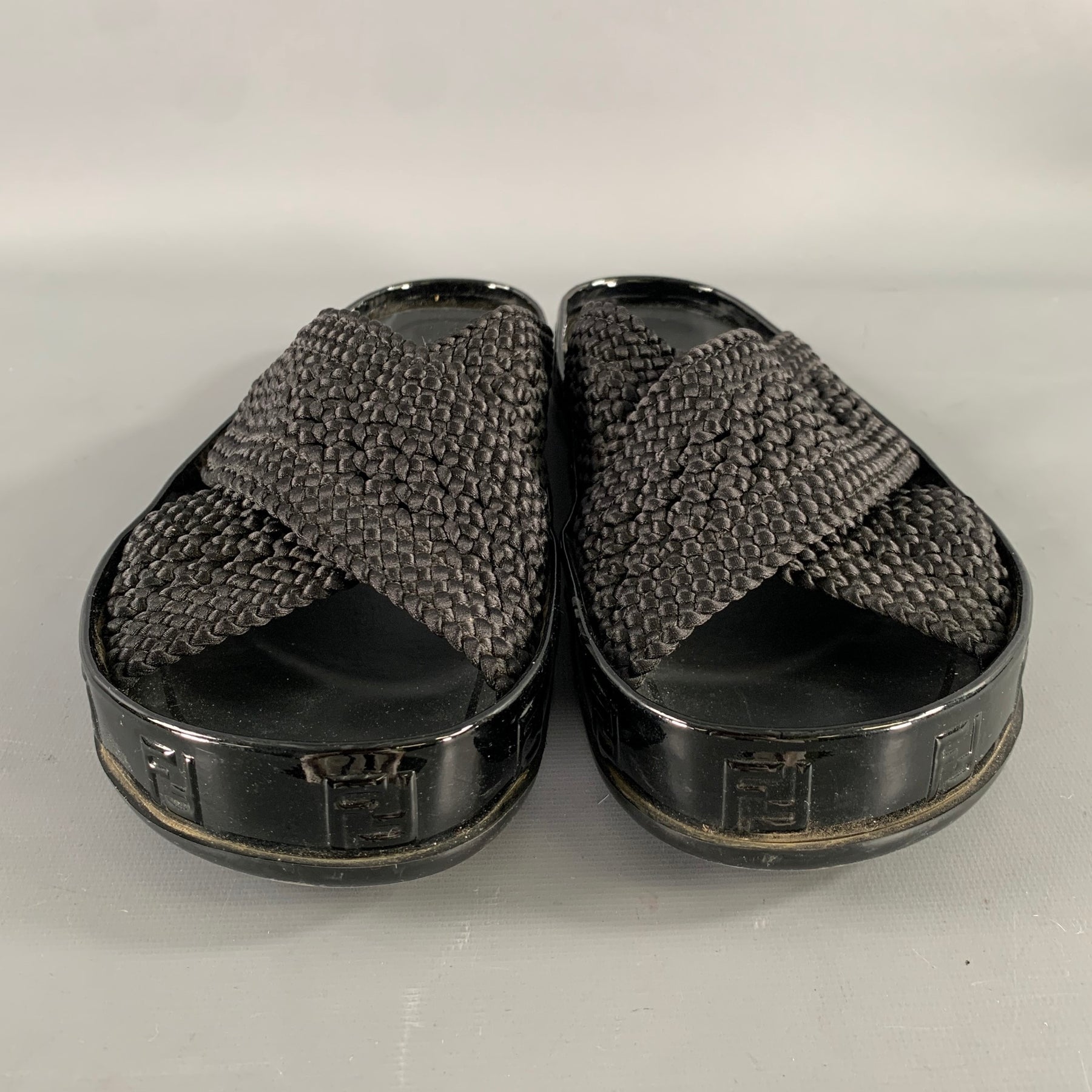 FENDI Size 8 Black Monogram Nylon Slide Sandals – Sui  display picture 1