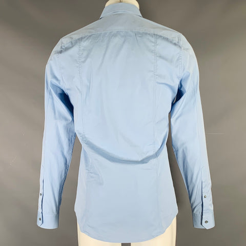 GUCCI Size S Blue Cotton Slim Fit Long Sleeve Shirt