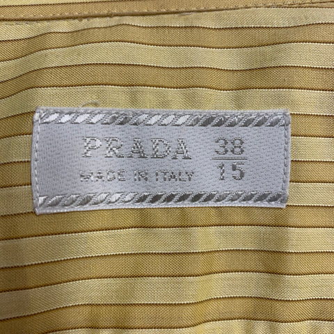PRADA Size S Yellow Mustard Stripe Cotton Long Sleeve Shirt