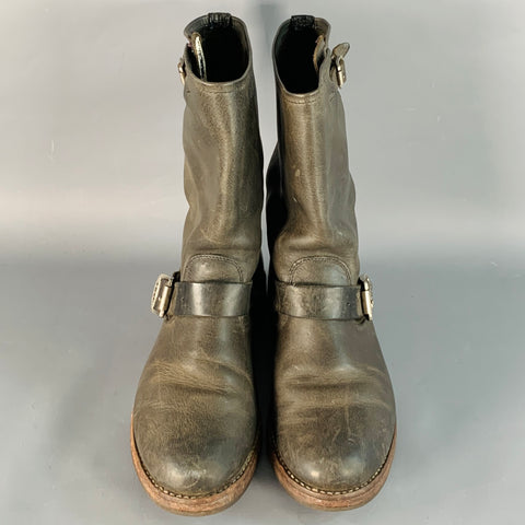 FRYE Size 8.5 Brown Leather Distressed Pull On Engineer Boots