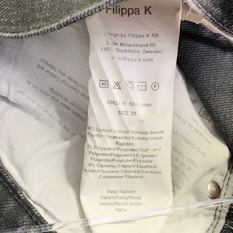 FILIPPA K Jean coupe droite ajustée en sergé de coton mélangé gris charbon à braguette boutonnée Taille 33
