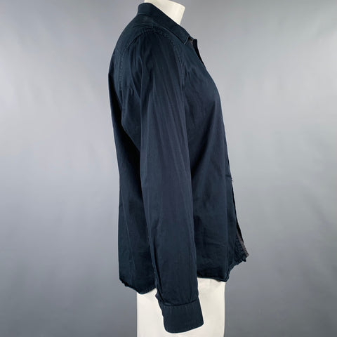 CALVIN KLEIN Size L Black Cotton Button Up Long Sleeve Shirt