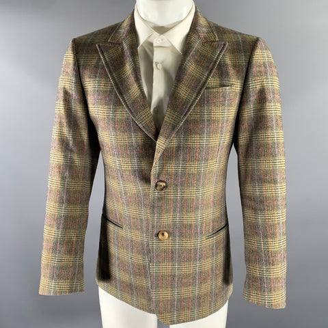 MOSCHINO Size 36 Tan Orange Glen Check Wool Elastane Sport Coat