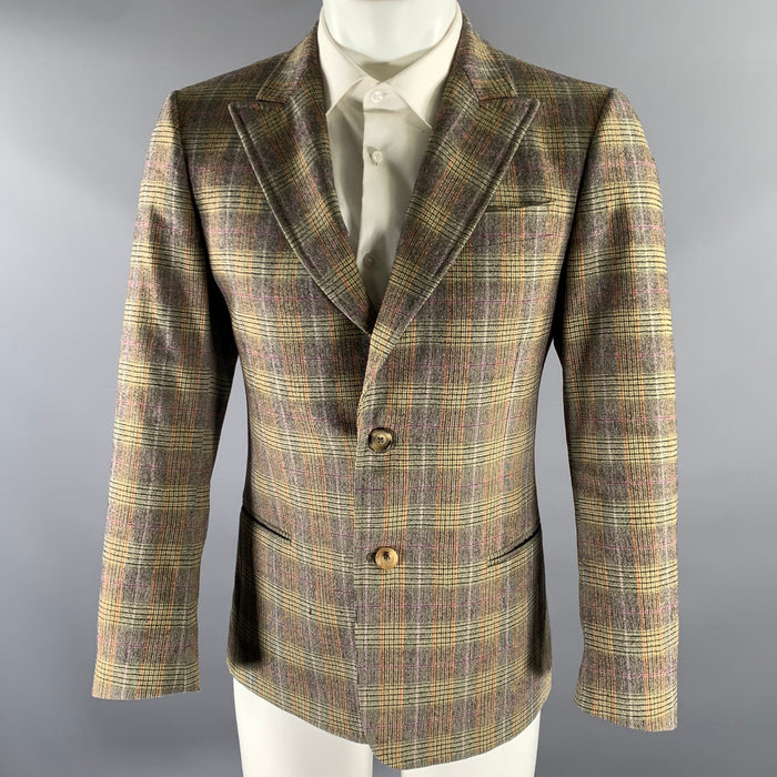 MOSCHINO Size 36 Tan Orange Glen Check Wool Elastane Sport Coat
