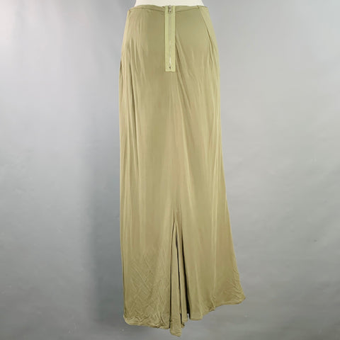 YIGAL AZROUEL Size 6 Green Olive Rayon Slip Maxi Skirt