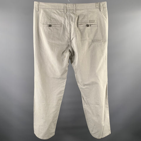 7 FOR ALL MANKIND Size 38 White Grey Stripe Cotton Linen Straight Casual Pants