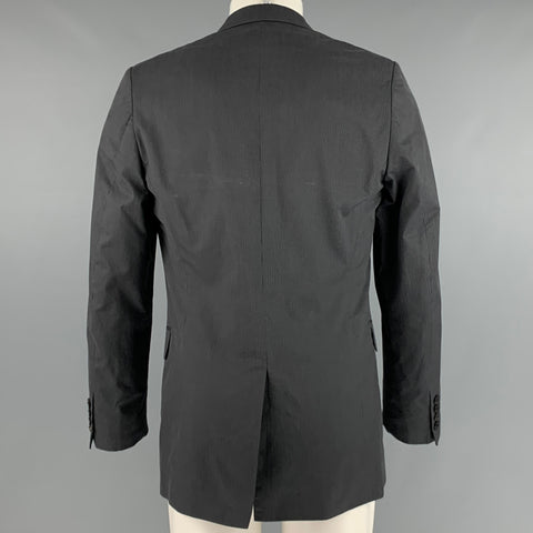 DRIES VAN NOTEN Size 40 Black Grey Stripe Cotton Sport Coat