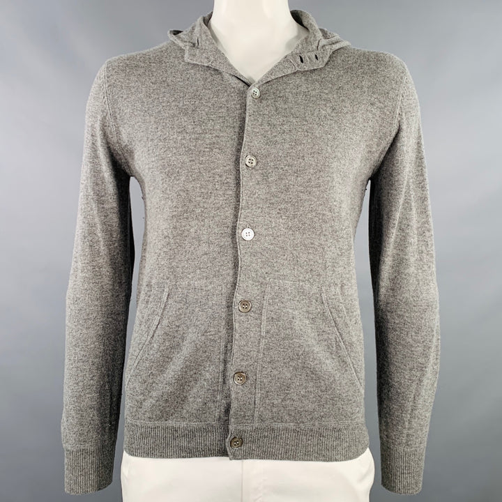 HARTFORD Size L Grey Heather Wool Cashmere Hoodie Cardigan