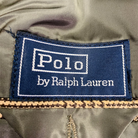 RALPH LAUREN Size 38 Regular Tan Brown Glenplaid Cotton Cashmere Sport Coat