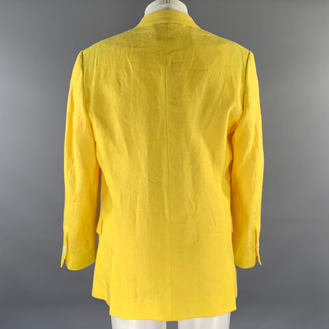 KLEIN EPSTEIN & PARKER Manteau à revers cranté en lin uni jaune, taille M