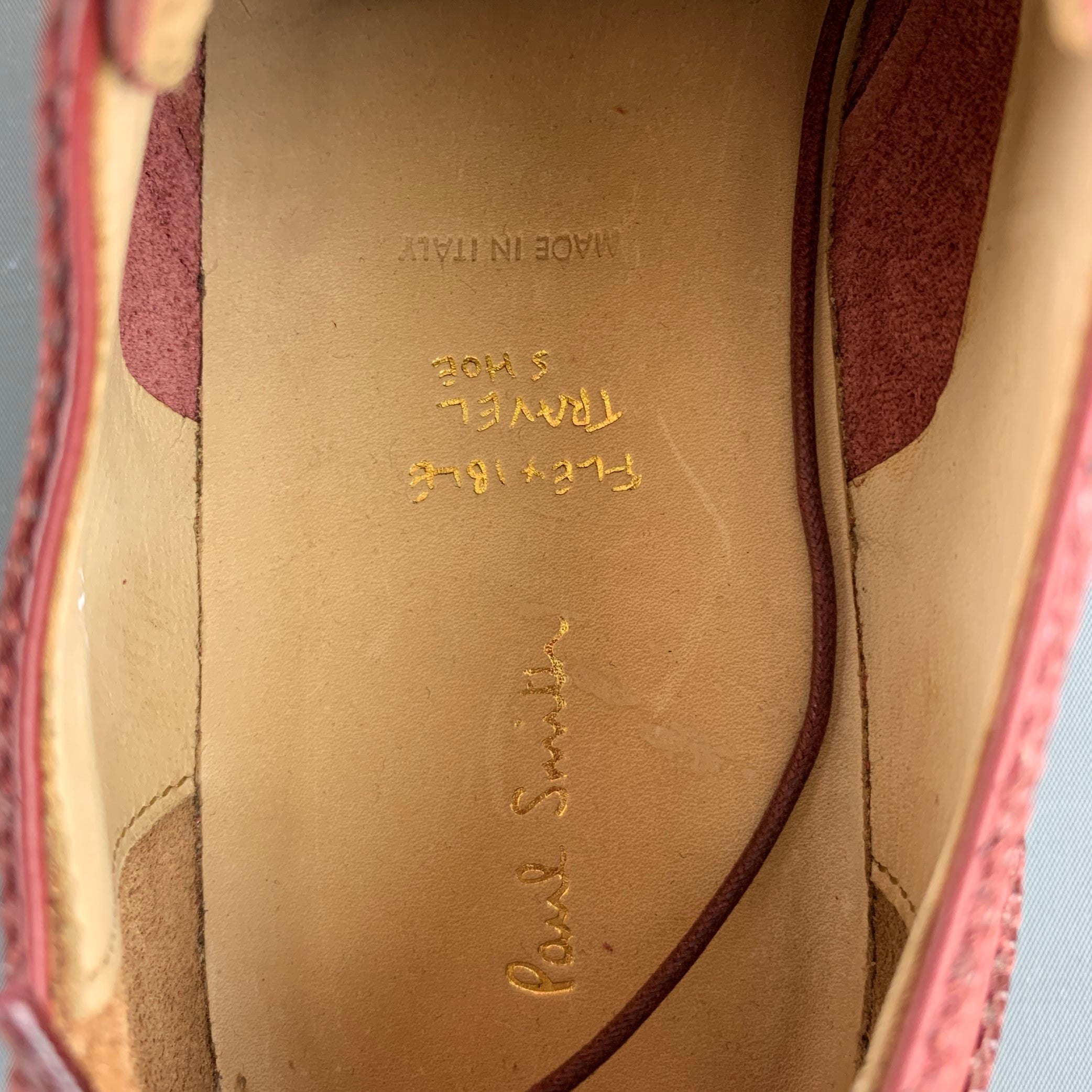 PAUL SMITH Size 8 Brick Perforated Leather Wingtip Lace Up Shoes
