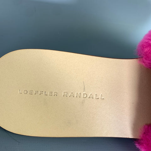 LOEFFLER RANDALL Size 8.5 Pink Shearling Textured Slide Sandals