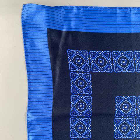 ERMENEGILDO ZEGNA Blue Navy Stripe Silk Pocket Square