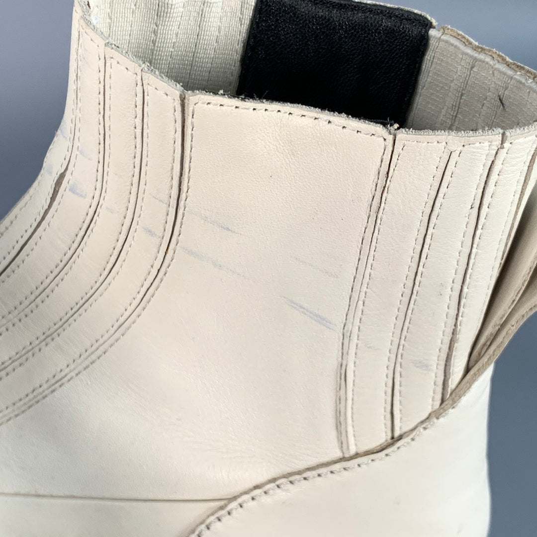 RAG & BONE Size 10 White Leather Pull On Ankle Boots