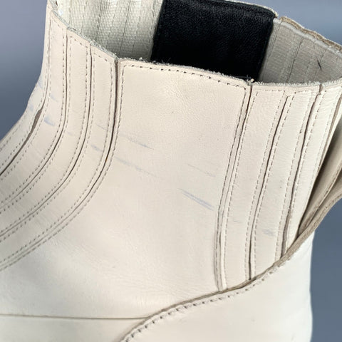 RAG & BONE Size 10 White Leather Pull On Ankle Boots