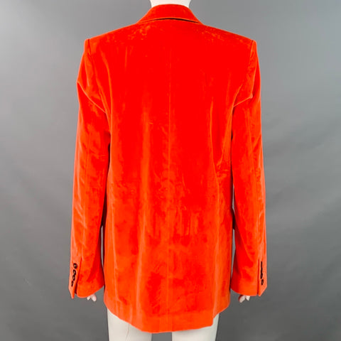 MSGM Size S Orange Cotton Velvet Double Breasted Peak Lapel Jacket Blazer