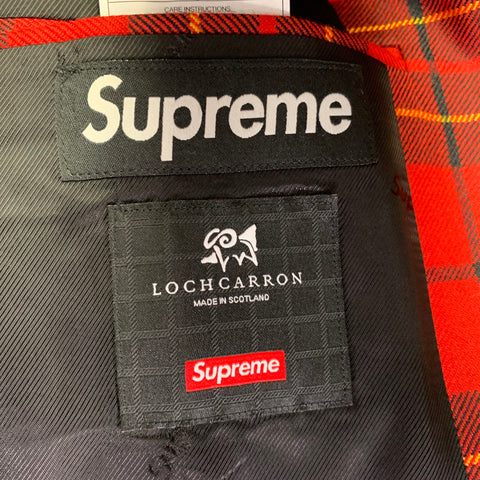 SUPREME Size M Red Black Plaid Wool Notch Lapel Sport Coat