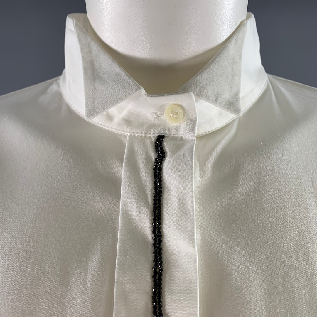BRUNELLO CUCINELLI Size XL White Cotton Blend Beaded Shirt