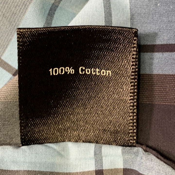 TODD SNYDER Size XL Blue Navy Checkered Cotton One Pocket Short Sleeve Shirt