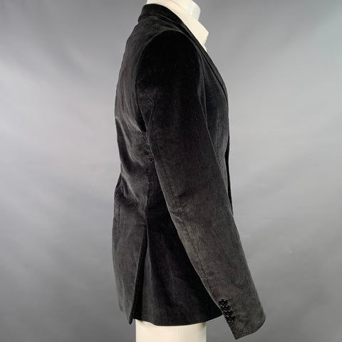 ETRO Size 38 Black Corduroy Cotton Blend Notch Lapel Sport Coat