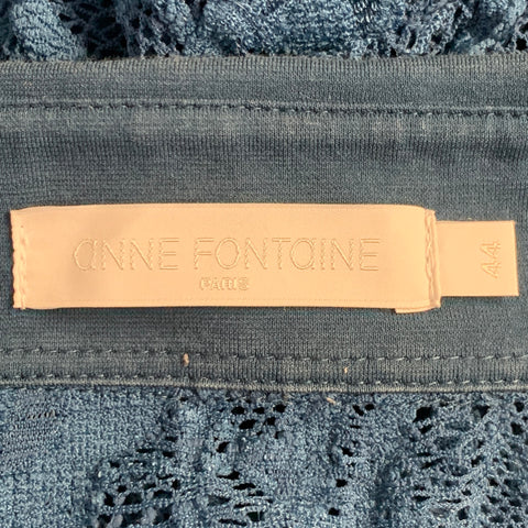 ANNE FONTAINE Size L Calisse Blue Polyamide Blend Lace French Cuff Blouse