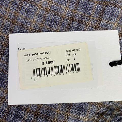 PAUL SMITH Size 42 Grey Brown Navy Plaid Wool Linen Sport Coat