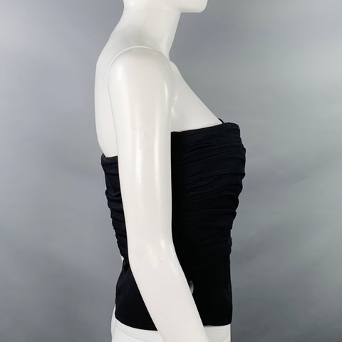 GIORGIO ARMANI Size 6 Black Ruched Bustier Dress Top