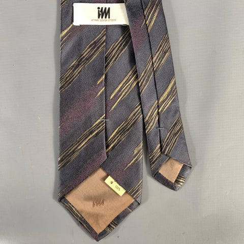 ISSEY MIYAKE Purple Tan Jacquard Silk Tie