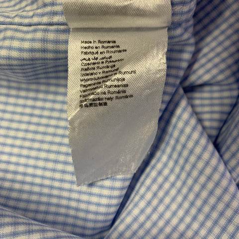 Chemise à manches longues Eton Taille M Mélange de coton à carreaux bleu et blanc