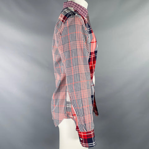 BLACK FLEECE Size M Red White Blue Plaid Cotton Button Down Long Sleeve Shirt