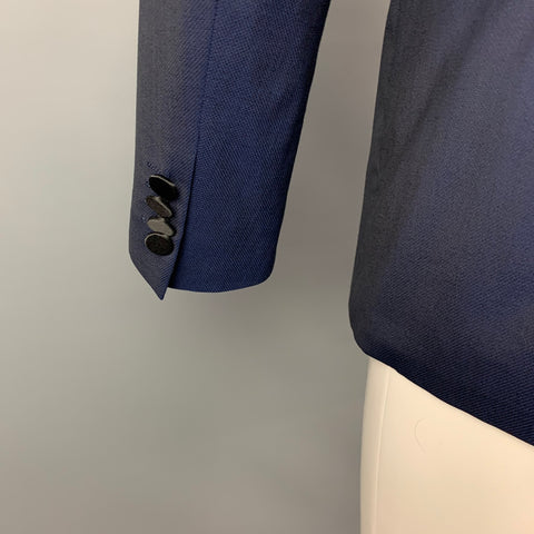 THEORY Size 40 Regular Navy & Black Wool Notch Lapel Sport Coat