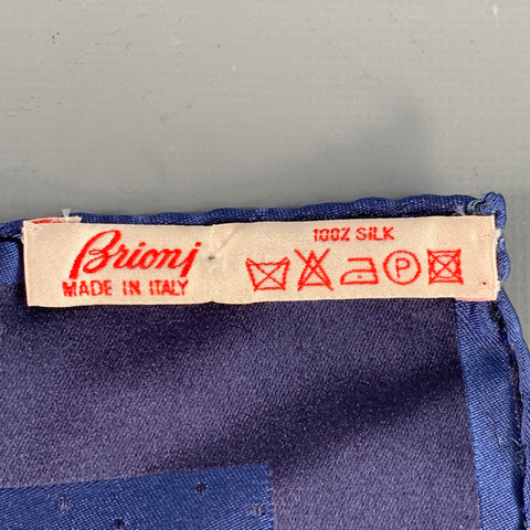 BRIONI Navy Blue Dots Silk Pocket Square