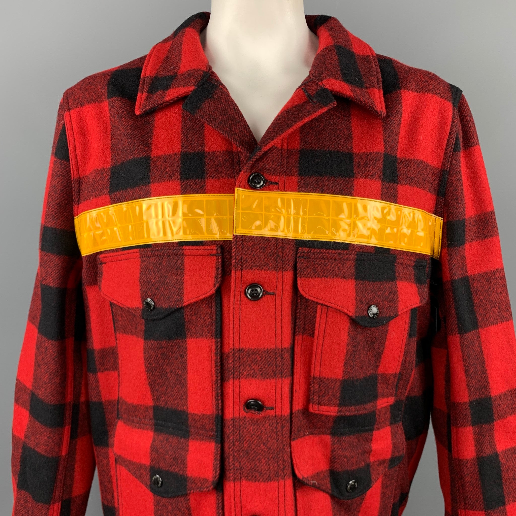 JUNYA WATANABE x FILSON Size XXL Red Black Buffalo Plaid Wool Jacket Sui Generis Designer Consignment