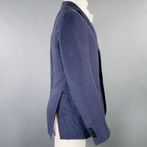 E. FORMICOLA Veste Homme Bleu Lin Coton Taille 38 Coupe Droite