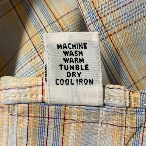 BURBERRY Size L Orange Blue Tartan Button Down Long Sleeve Shirt