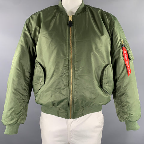 FOSTEX Size XL Green Orange Nylon Bomber Jacket