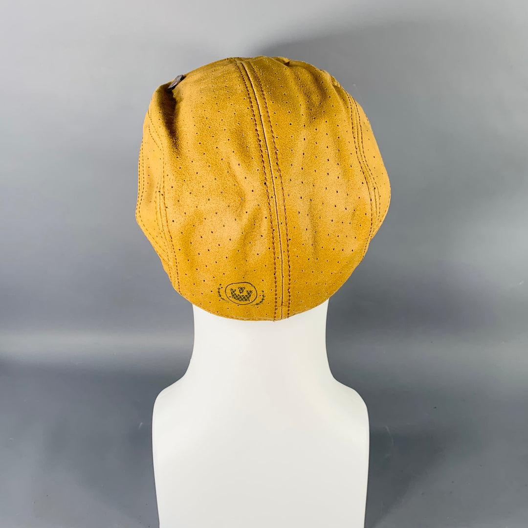 GOORIN BROTHERS by CASSEL GORRIN Yellow Perforated Leather Flat Cap Hat