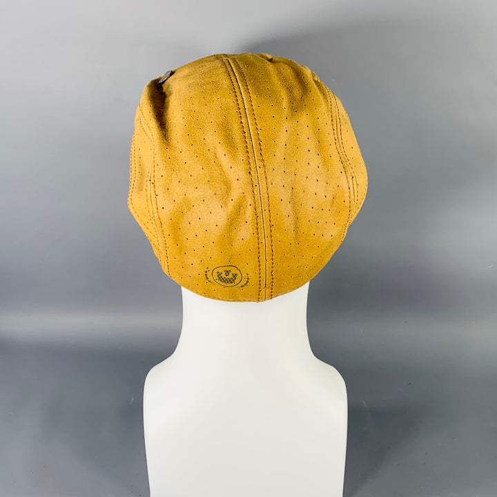 GOORIN BROTHERS by CASSEL GORRIN Yellow Perforated Leather Flat Cap Hat