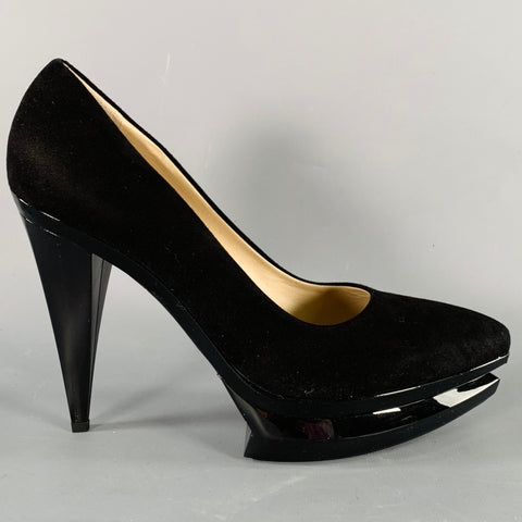 GIANFRANCO FERRE Size 9 Black Suede Platform Pumps