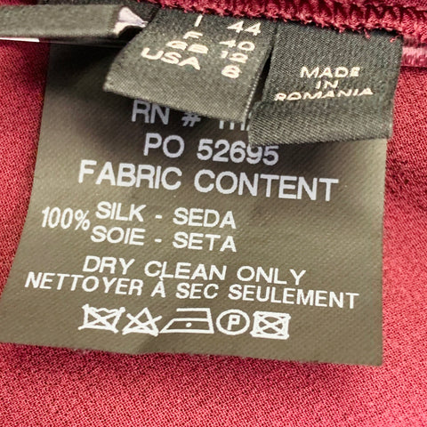 DEREK LAM Size 8 Burgundy Silk Layered V-Neck Blouse